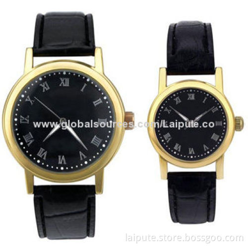 High-quality Japan Movement Couple Watch with Alloy Case and Leather BandNew
